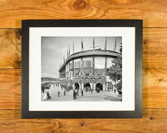 Forbes Field - 1912 Image Front Entrance of Iconic Pittsburgh Pirates Ballpark - Matted and Framed Vintage Sports Wall Hanging