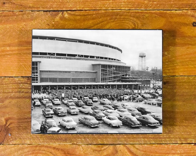 County Stadium Milwaukee - 1950's Image of Braves and Packers Home - Vintage Sports Wood Wall Panel