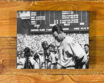 Lou Gehrig - Powerful & Emotional Iconic "Farewell Speech" - July 4, 1939 Yankee Stadium - Vintage Sports Wood Wall Panel