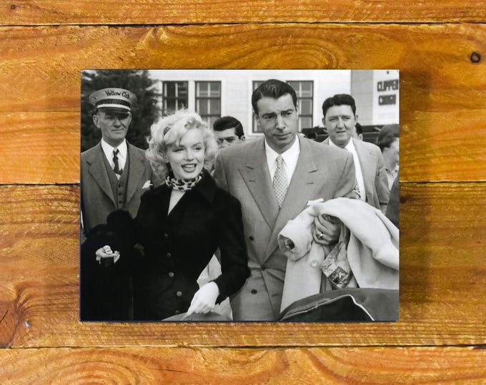 Joe DiMaggio & Marilyn Monroe - Iconic Celebrity Couple 1954 - Vintage Wood Wall Panel Decor
