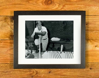 Stan "The Man" Musial St. Louis Cardinals - 1950's Dugout Photo - Matted and Framed Vintage Sports Wall Hanging
