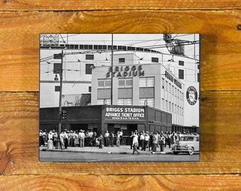 Briggs / Tiger Stadium - Front Entrance Iconic Detroit Ballpark 1912-1999 - Vintage Sports Wood Wall Panel