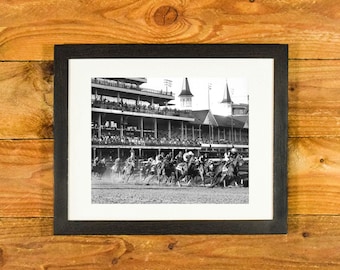 Action Photo "Around the Corner" - Kentucky Derby 2020 - Matted and Framed Horse Racing Wall Hanging