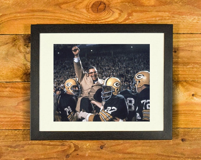 Vince Lombardi & Green Bay Packers 1966 Championship Victory Celebration - Matted and Framed Vintage Sports Wall Hanging