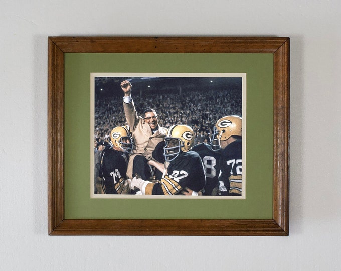 Vince Lombardi & Green Bay Packers 1966 Victory Celebration - Double Matted and Framed 11 x 14 Sports Room Wall Hanging