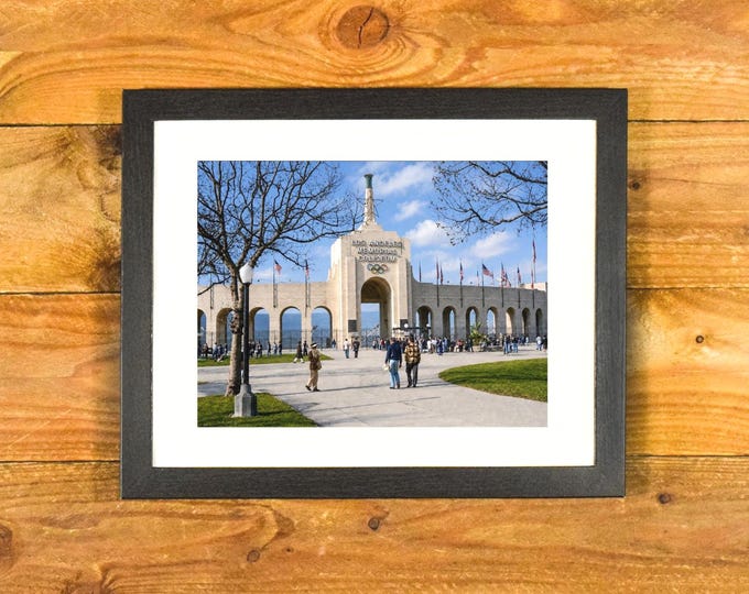 Iconic Los Angeles Coliseum - Front Entrance 1955 NFL Championship Game - Vintage Framed Sports Wall Hanging