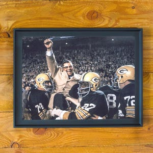 Vince Lombardi & Green Bay Packers - 1966 NFL Championship Victory Celebration - Framed Color Wall Poster