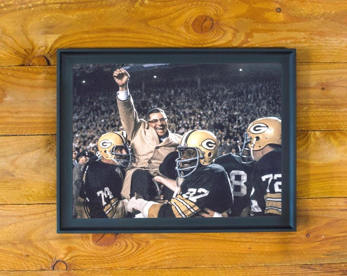 Vince Lombardi & Green Bay Packers - 1966 NFL Championship Victory Celebration - Framed Color Wall Poster