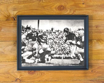 Leather Helmets 1930's -1940's - Throwback College Football Image - Vintage Sports Wood Wall Poster