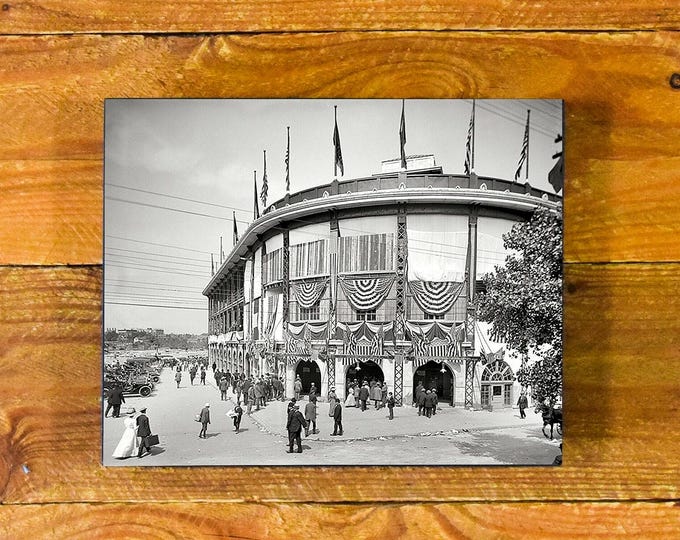 Forbes Field - 1912 Front Entrance Image of Iconic Pittsburgh Pirates Ballpark - Vintage Sports Wood Wall Panel