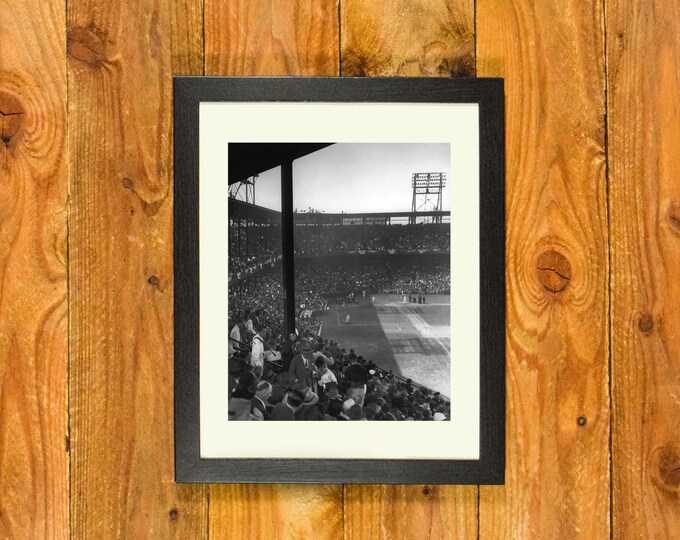 Sportsman's Park St. Louis - 1942 Right Field View - Matted and Framed Vintage Sports Bar and Room Wall Hanging