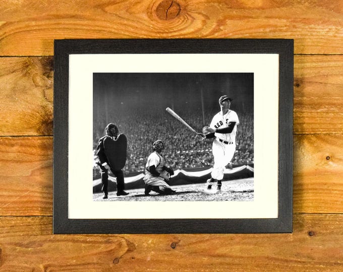 Ted Williams - Classic Swing - Boston Red Sox 1939-1960 - Vintage Sports Bar and Room Wall Hanging