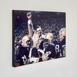 Vince Lombardi & Green Bay Packers 1966 Championship Celebration Vintage Sports Wood Wall Panel image 1