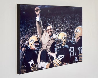 Vince Lombardi & Green Bay Packers 1966 Championship Celebration - Vintage Sports Wood Wall Panel