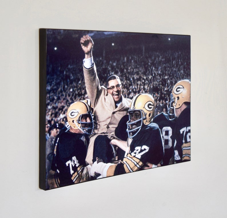 Vince Lombardi & Green Bay Packers 1966 Championship Celebration Vintage Sports Wood Wall Panel immagine 1