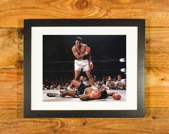 Cassius Clay (Muhammad Ali) vs. Sonny Liston - Matted and Framed Color 1960's Boxing Wall Hanging
