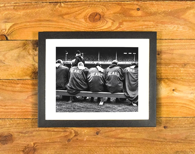 Chicago Bears 1960's - "View From The Bench" - Matted and Framed Sports Bar & Room Wall Hanging