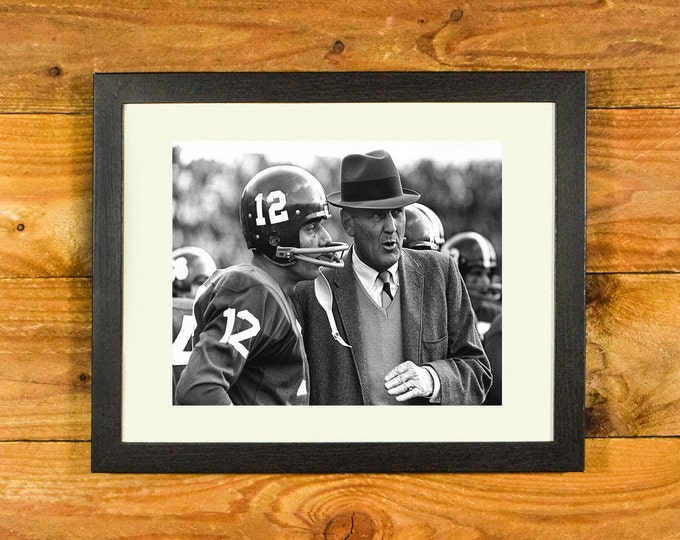 Coach Paul "Bear" Bryant & Joe Namath - Alabama Football 1960's - Vintage Matted and Framed Sports Wall Hanging