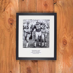 Philadelphia Eagles - Framed Vintage Sports Wall Hanging 1960 NFL Championship - Photo of Chuck Bednarik, Paul Hornung and Jim Taylor