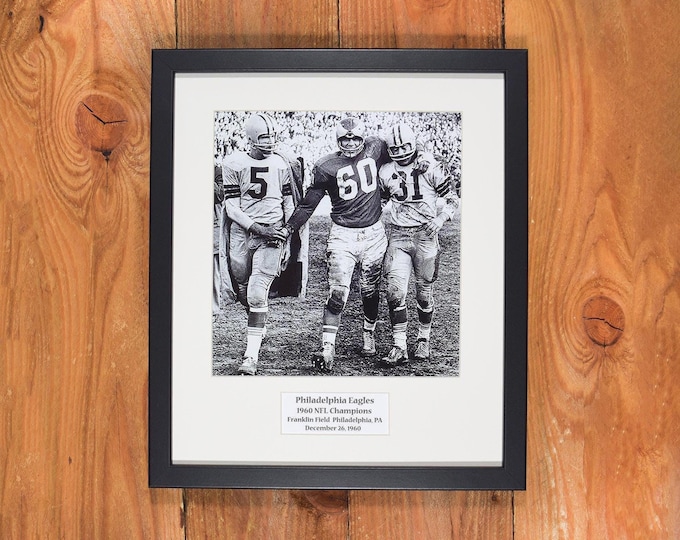 Philadelphia Eagles - Framed Vintage Sports Wall Hanging 1960 NFL Championship - Photo of Chuck Bednarik, Paul Hornung and Jim Taylor