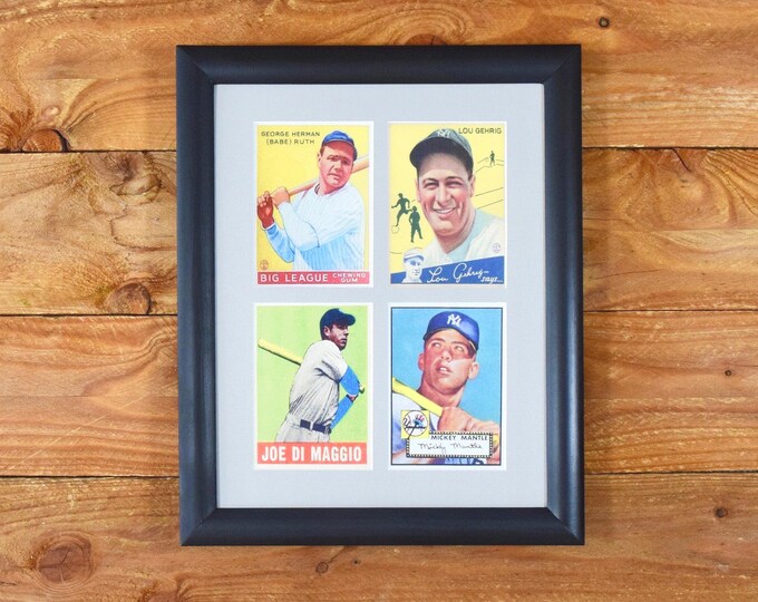 Legends of the New York Yankees - Ruth, Gehrig, DiMaggio, & Mantle - 11 x 14 Framed Baseball Cards Wall Hanging
