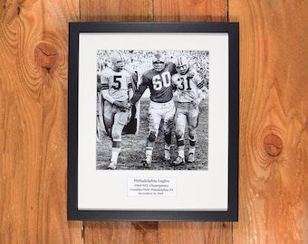 Philadelphia Eagles - Framed Vintage Sports Wall Hanging 1960 NFL Championship - Photo of Chuck Bednarik, Paul Horning and Jim Taylor