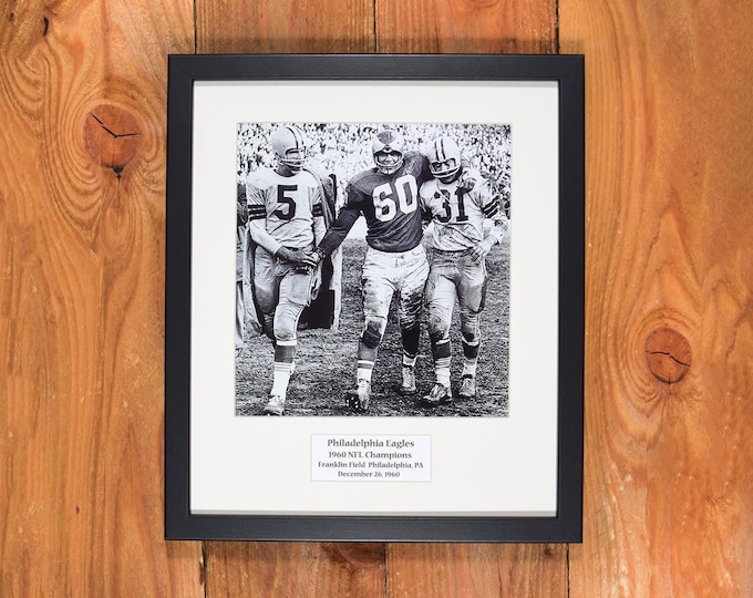 Philadelphia Eagles - Framed Vintage Sports Wall Hanging 1960 NFL Championship - Photo of Chuck Bednarik, Paul Horning and Jim Taylor