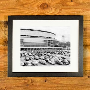 County Stadium Milwaukee - 1950&#39;s Image of Braves and Packers Home - Matted and Framed Vintage Sports Wall Hanging