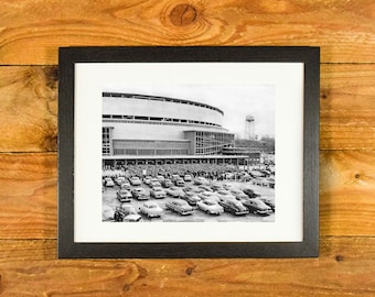 County Stadium Milwaukee - 1950's Image of Braves and Packers Home - Matted and Framed Vintage Sports Wall Hanging