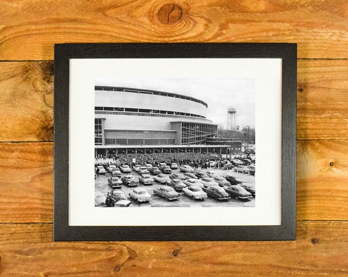 County Stadium Milwaukee - 1950's Image of Braves and Packers Home - Matted and Framed Vintage Sports Wall Hanging