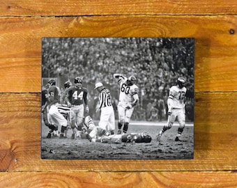 Chuck Bednarik Philadelphia Eagles -"The Hit" on Frank Gifford - Wood Wall Display for Sports Bar and Room