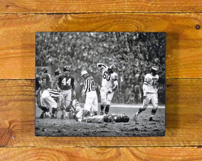 Chuck Bednarik Philadelphia Eagles -"The Hit" on Frank Gifford - Wood Wall Display for Sports Bar and Room