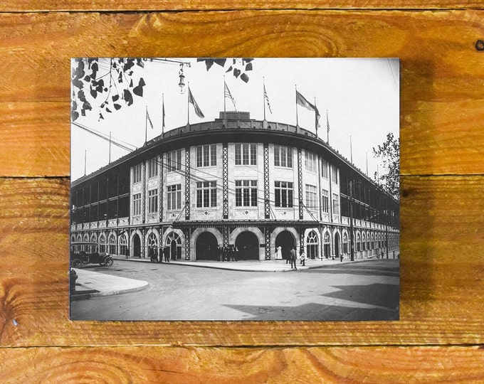 Forbes Field Iconic Pittsburgh Ballpark -  1909 Front Entrance Image - Vintage Sports Wood Wall Panel