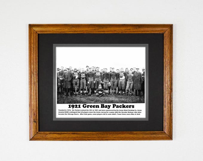 1921 Green Bay Packers Team Photo - NFL Original Team Sponsored by Acme Meat Packing - Matted and Framed Vintage Sports Wall Hanging