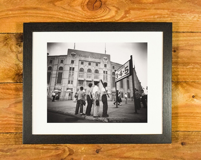 The Awe of "Yankee Boys" Yankee Stadium - Iconic 1948 Image - Vintage Matted & Framed Sports Bar and  Room Wall Hanging