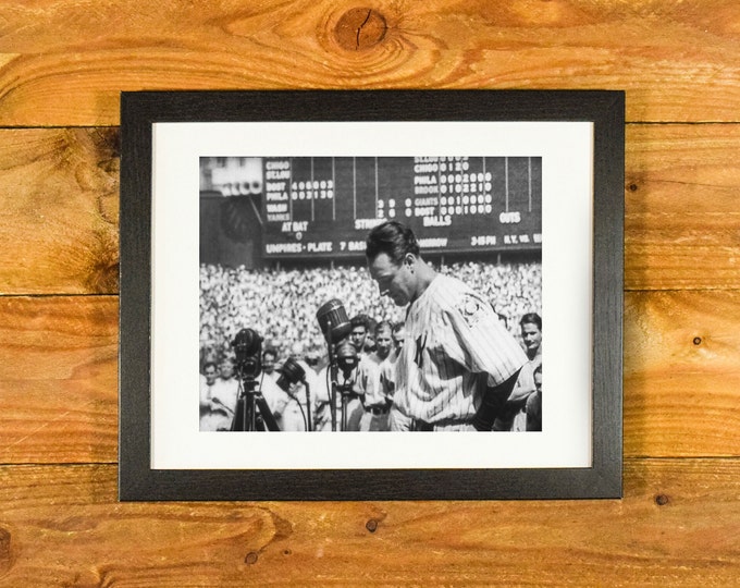 Lou Gehrig - Powerful & Emotional Iconic "Farewell Speech" - Yankee Stadium July 4, 1939 - Vintage Sports Wall Hanging