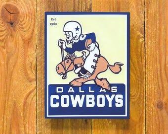 Dallas Cowboys Original 1960 Logo - Vintage NFL Sports Bar & Room Wood Wall Panel Decor