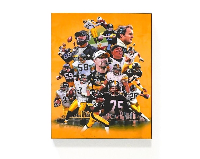 Pittsburgh Steelers - Iconic Players & Coaches Through the Years - Vintage Sports Wood Wall Panel