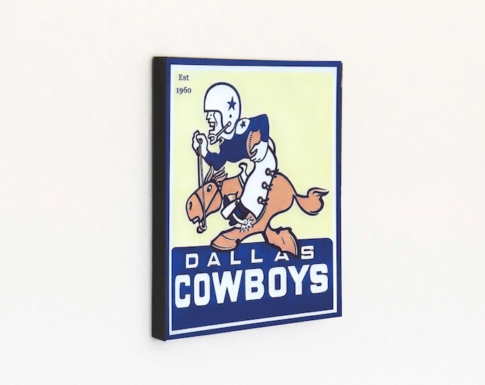 Dallas Cowboys Iconic NFL Franchise - 1960 Initial Team Logo - Vintage Sports Room and Bar Wood Wall Panel Hanging
