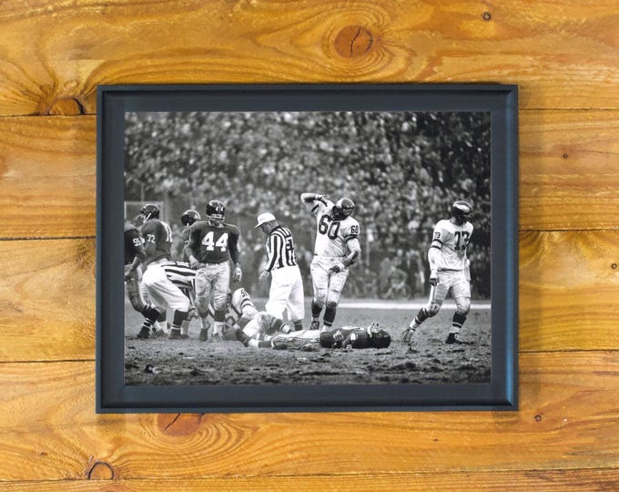 Chuck Bednarik Philadelphia Eagles - "The Hit" 1960 Iconic Photo - Framed Sports Bar & Room Wall Poster