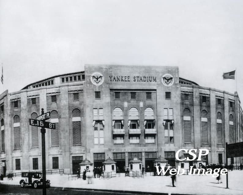 Yankee Stadium Home of The New York Yankees Vintage 1935 Exterior Image Matted & Framed Vintage Sports Wall Hanging image 4