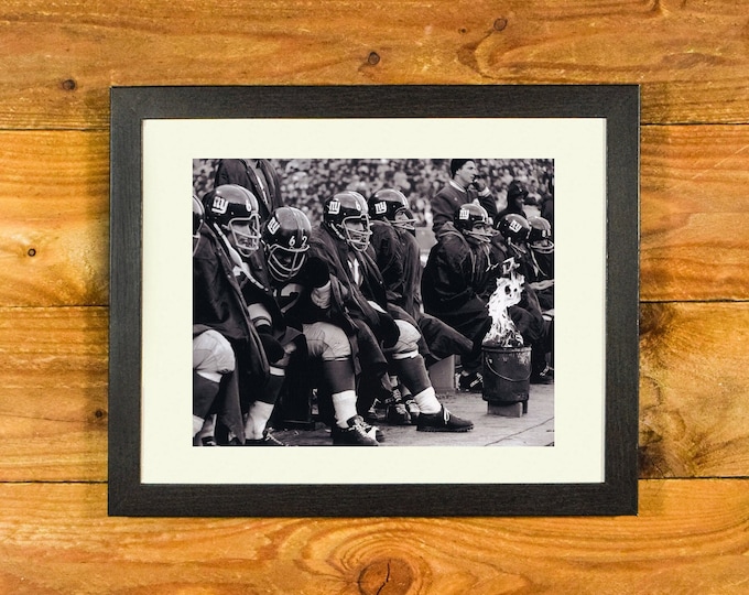 New York Giants "Sideline Bonfire" - 1962 NFL Title Game vs Green Bay at Yankee Stadium - Matted and Framed Sports Wall Hanging