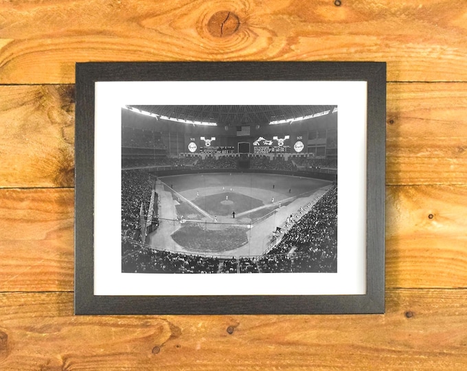 Houston Astrodome - 1960s Interior Image Iconic Domed Ballpark - Matted and Framed Vintage Sports Wall Hanging