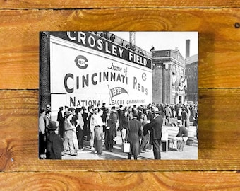 Crosley Field - 1940 Exterior Image Home of the Cincinnati Reds - Wood Wall Art Decor Panel