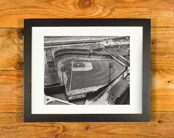 Crosley Field Former Cincinnati Reds Ballpark - 1939 Aerial View - Matted and Framed Sport Bar & Room DecorView