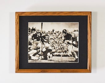 Leather Helmets 1930's -1940's - Throwback Football Image - Matted & Framed 11 x 14 Vintage Sports Wall Hanging