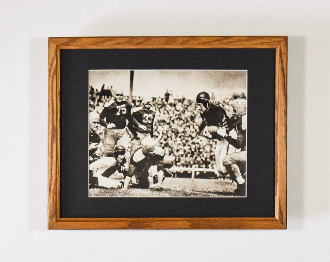 Leather Helmets 1930's -1940's - Throwback Football Image - Matted & Framed 11 x 14 Vintage Sports Wall Hanging