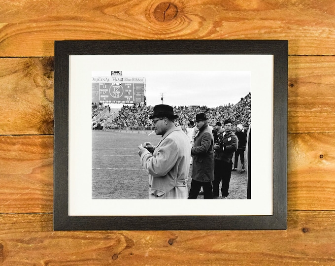 Vince Lombardi - Rare In-Game Image of Green Pay Packers Legendary Coach - Matted and Framed Sports Wall Hanging
