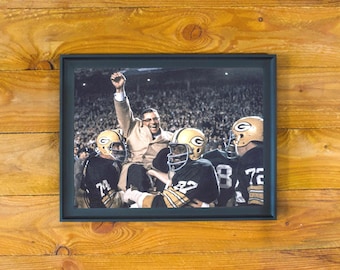 Vince Lombardi & Green Bay Packers - 1966 NFL Championship Victory Celebration - Framed Color Wall Poster