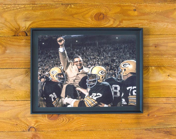 Vince Lombardi & Green Bay Packers - 1966 NFL Championship Victory Celebration - Framed Color Wall Poster